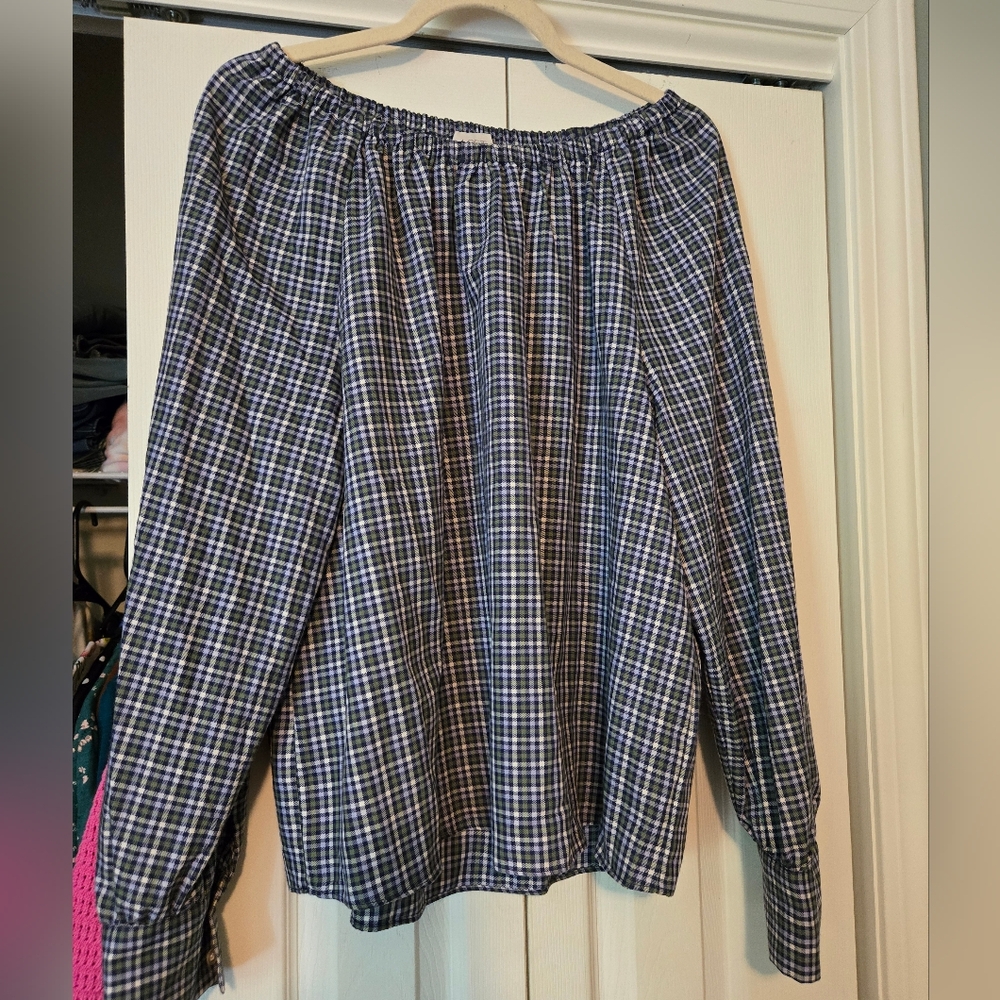 Blue Plaid Blouse
